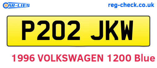 P202JKW are the vehicle registration plates.