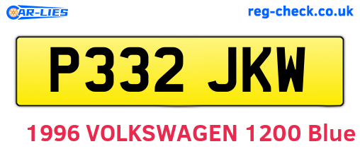 P332JKW are the vehicle registration plates.