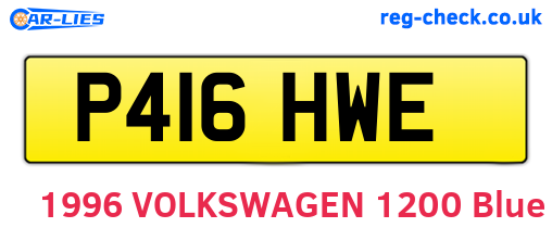 P416HWE are the vehicle registration plates.
