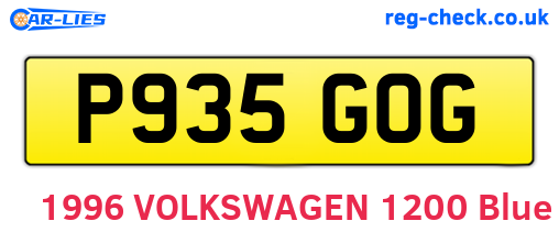 P935GOG are the vehicle registration plates.