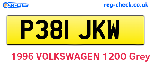 P381JKW are the vehicle registration plates.