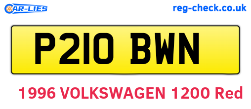 P210BWN are the vehicle registration plates.