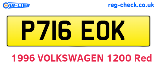 P716EOK are the vehicle registration plates.