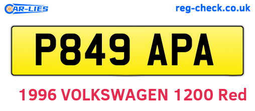 P849APA are the vehicle registration plates.