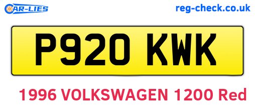 P920KWK are the vehicle registration plates.