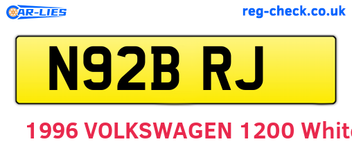 N92BRJ are the vehicle registration plates.
