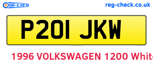 P201JKW are the vehicle registration plates.