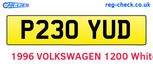 P230YUD are the vehicle registration plates.