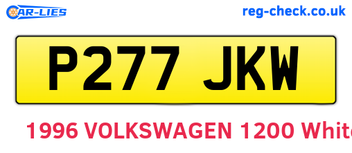 P277JKW are the vehicle registration plates.