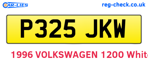 P325JKW are the vehicle registration plates.