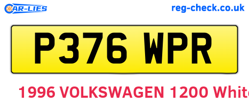 P376WPR are the vehicle registration plates.