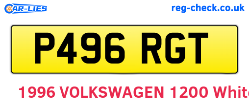 P496RGT are the vehicle registration plates.