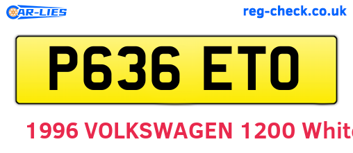 P636ETO are the vehicle registration plates.