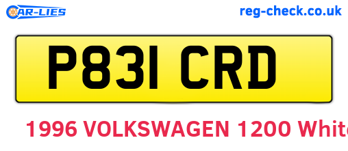 P831CRD are the vehicle registration plates.