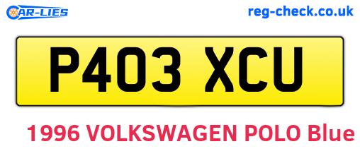 P403XCU are the vehicle registration plates.