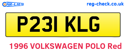 P231KLG are the vehicle registration plates.