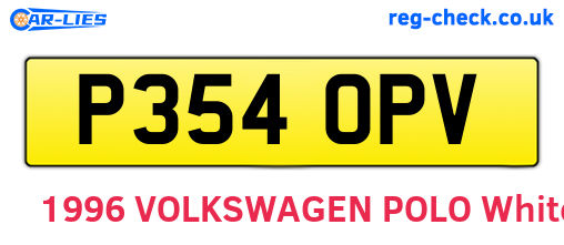 P354OPV are the vehicle registration plates.