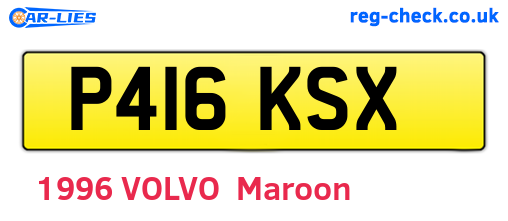 P416KSX are the vehicle registration plates.