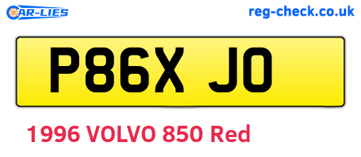 P86XJO are the vehicle registration plates.