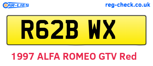 R62BWX are the vehicle registration plates.