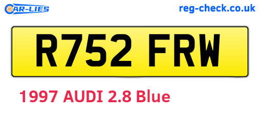 R752FRW are the vehicle registration plates.