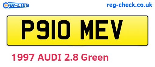 P910MEV are the vehicle registration plates.