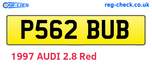P562BUB are the vehicle registration plates.