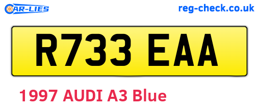 R733EAA are the vehicle registration plates.