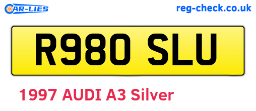 R980SLU are the vehicle registration plates.