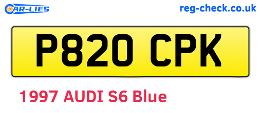 P820CPK are the vehicle registration plates.