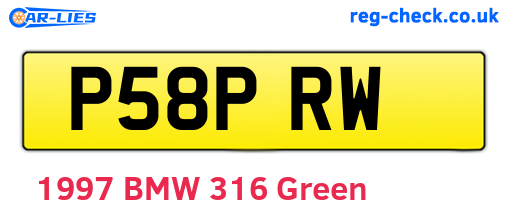 P58PRW are the vehicle registration plates.