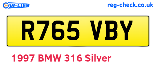 R765VBY are the vehicle registration plates.