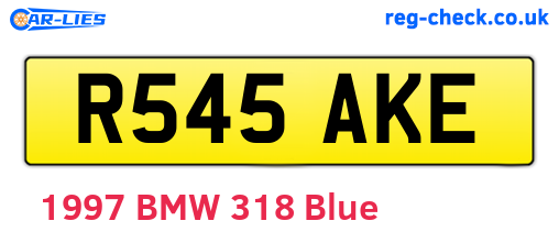 R545AKE are the vehicle registration plates.