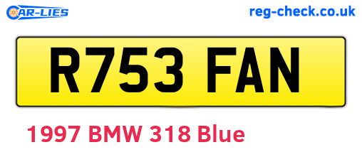 R753FAN are the vehicle registration plates.