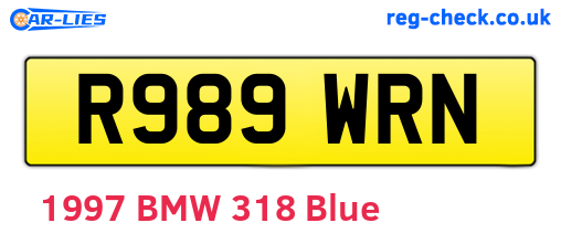 R989WRN are the vehicle registration plates.