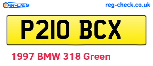 P210BCX are the vehicle registration plates.