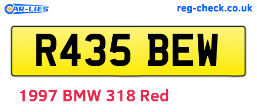 R435BEW are the vehicle registration plates.