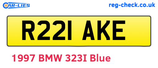 R221AKE are the vehicle registration plates.