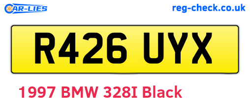 R426UYX are the vehicle registration plates.