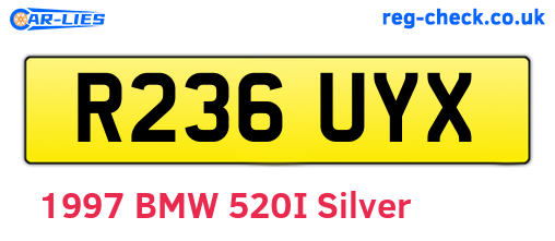R236UYX are the vehicle registration plates.