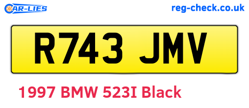 R743JMV are the vehicle registration plates.