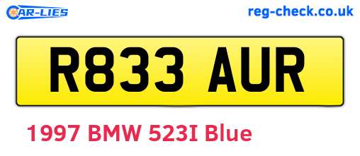 R833AUR are the vehicle registration plates.
