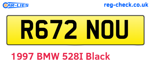 R672NOU are the vehicle registration plates.