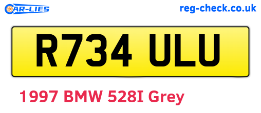 R734ULU are the vehicle registration plates.