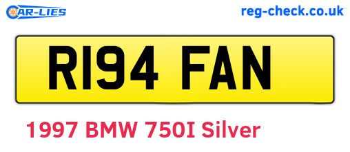R194FAN are the vehicle registration plates.