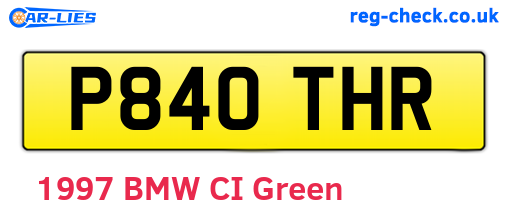 P840THR are the vehicle registration plates.