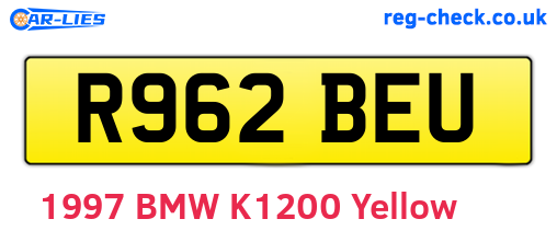 R962BEU are the vehicle registration plates.