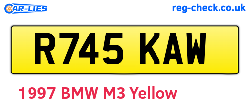 R745KAW are the vehicle registration plates.