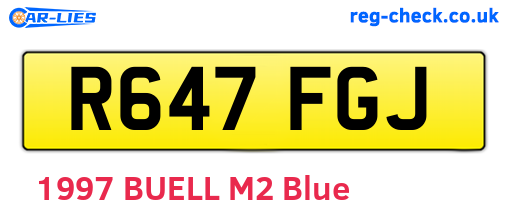 R647FGJ are the vehicle registration plates.