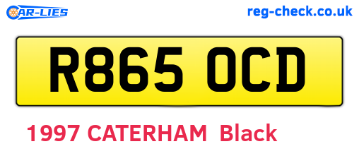 R865OCD are the vehicle registration plates.